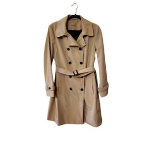 Calvin Klein belted double-breasted tan trench coat, size L